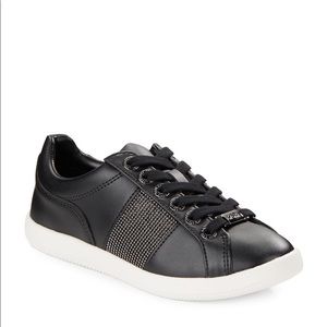 Karl Lagerfeld Black Emma Leather Lace-up Sneakers